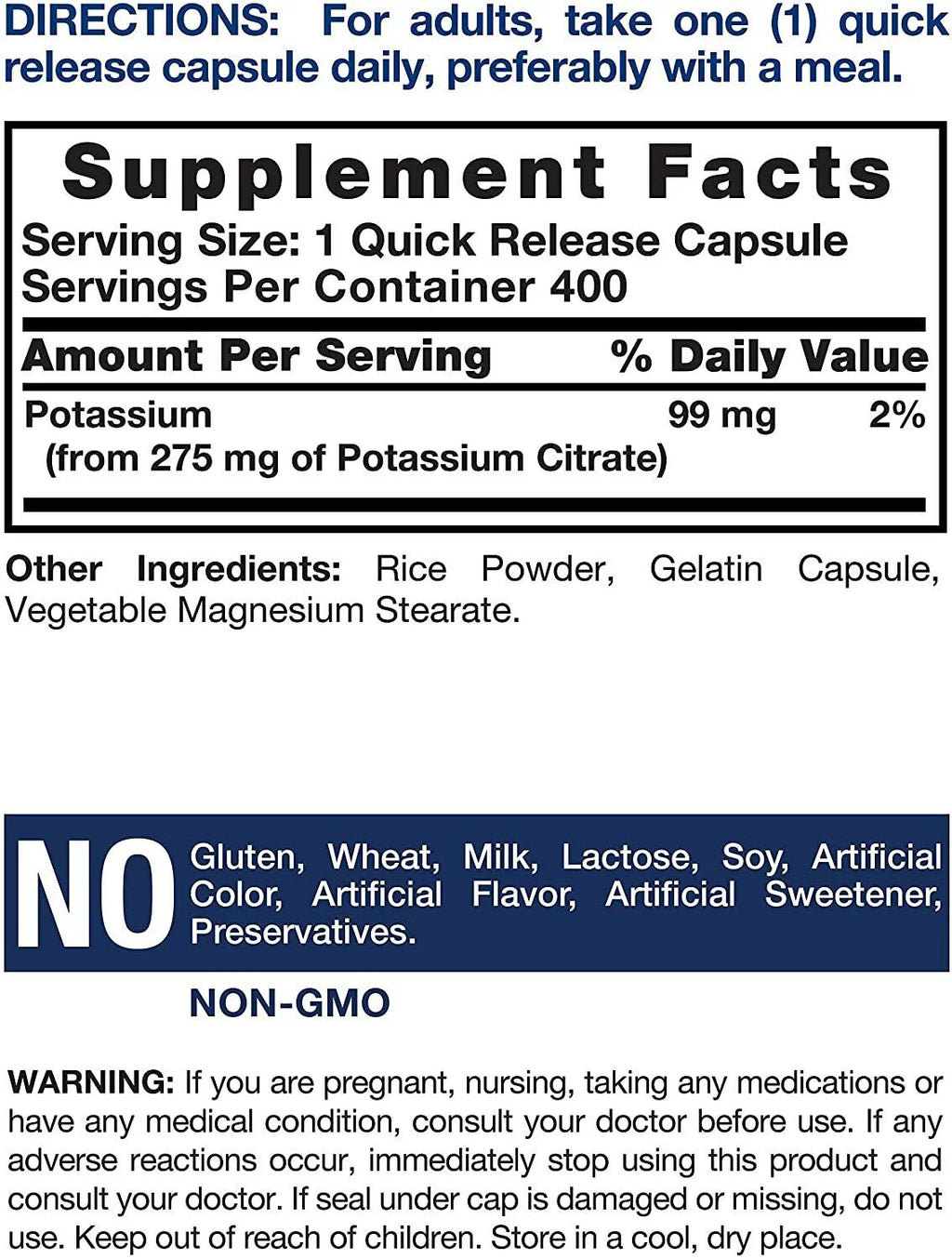 Potassium Citrate 275mg 400 Caps A442396
