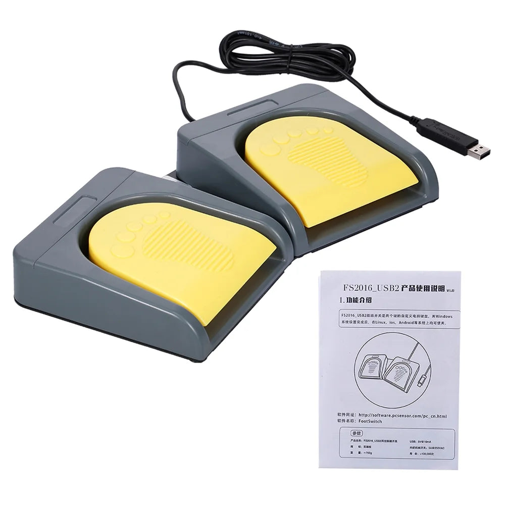 Grey USB Keyboard with Yellow String Pedal L6190