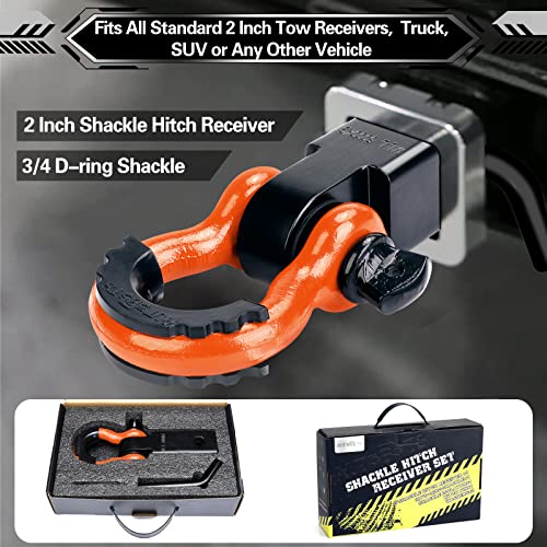 2" Heavy Duty Shackle Hitch Receiver with 5/8" Screw Pin and 3/4" D Ring Shackles B673