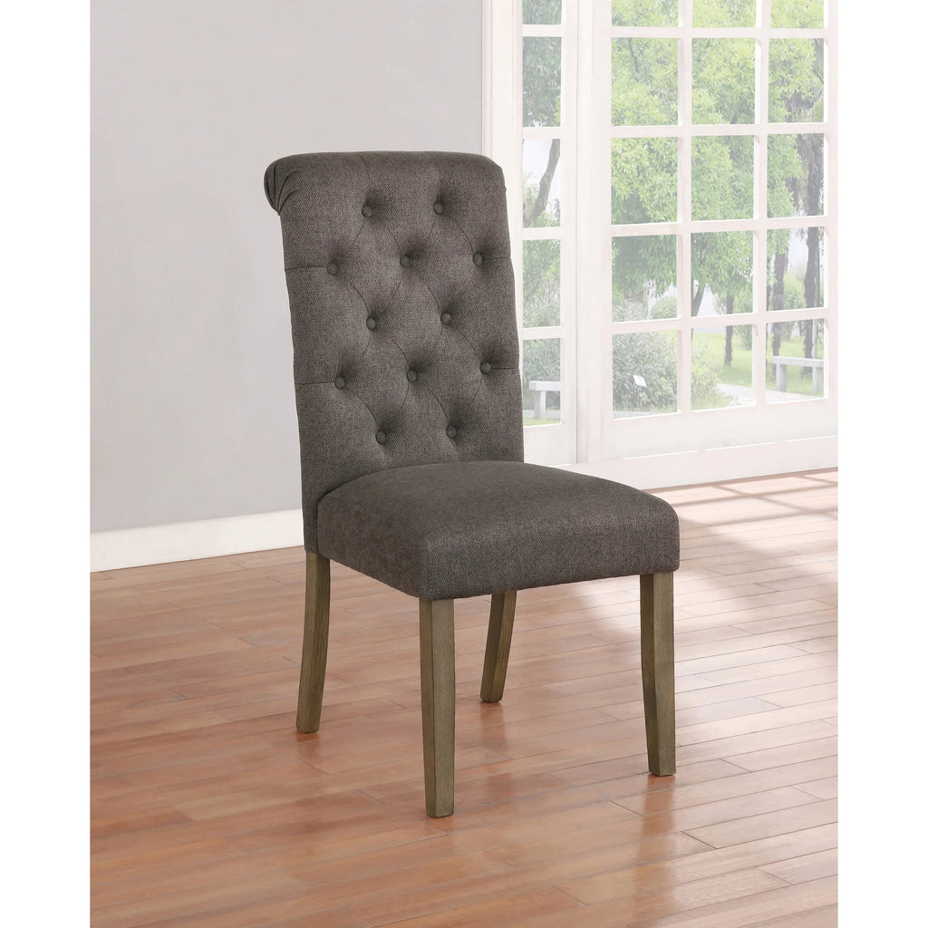 Rustic Brown and Grey Tufted Back Side Chairs Set of 2 T48335