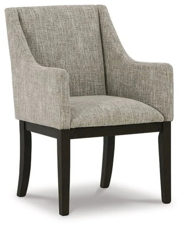 Gray & Dark Brown Upholstered Arm Chair, Set of 2 Y4304