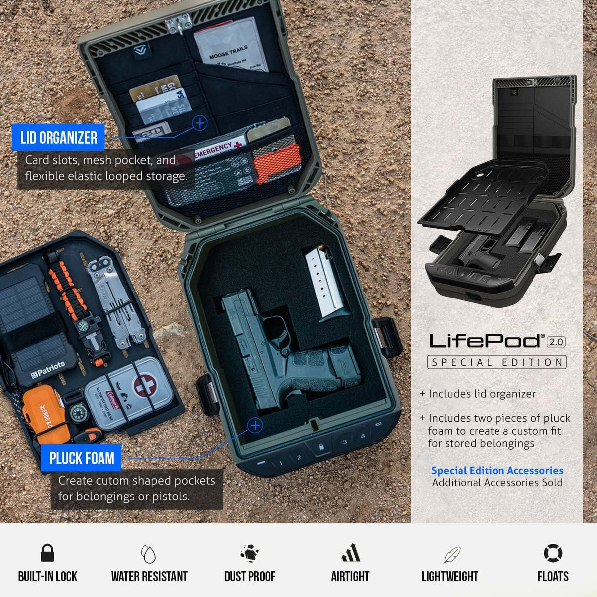 Waterproof Electronic Lock Portable Handgun Case with Backlit Keypad Y817