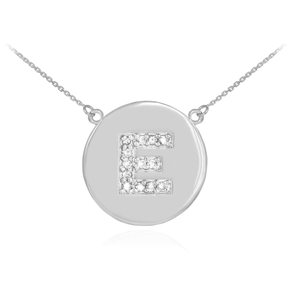 14K White Gold Diamond Disc Necklace 16" J467292