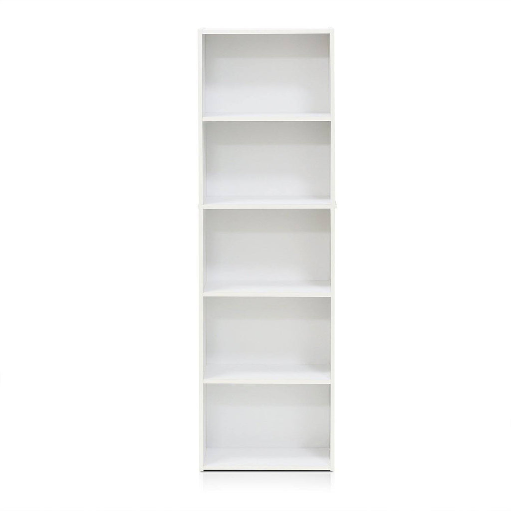 5-Tier Reversible White Open Shelf Bookcase T11429