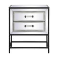 Black Mirrored Two Drawers End Table H64479