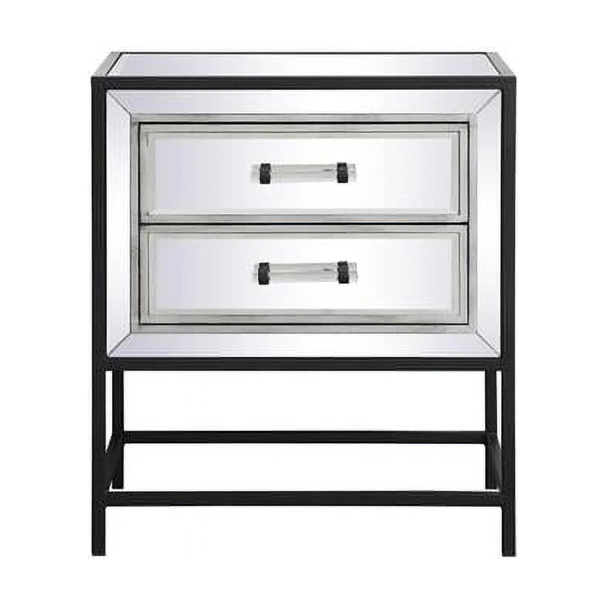 Black Mirrored Two Drawers End Table H64479