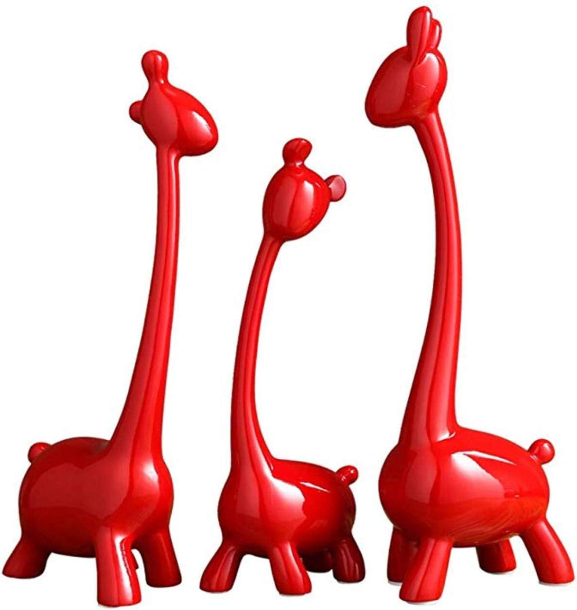 Red Giraffe Ornaments Statue Resin (3 Per Set) O2663