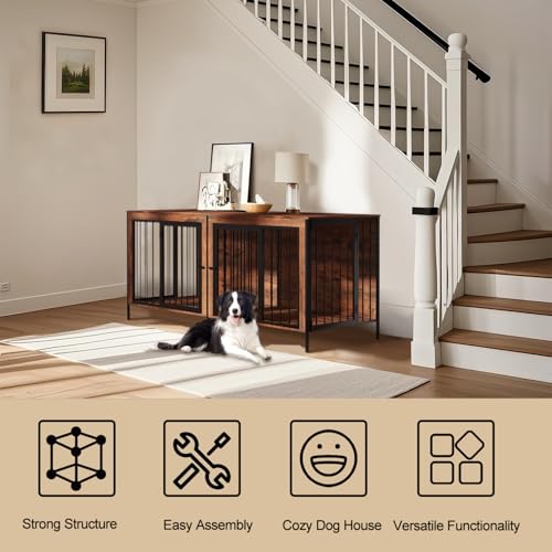 78 Inch XXL Double Dog Crate Furniture N8637