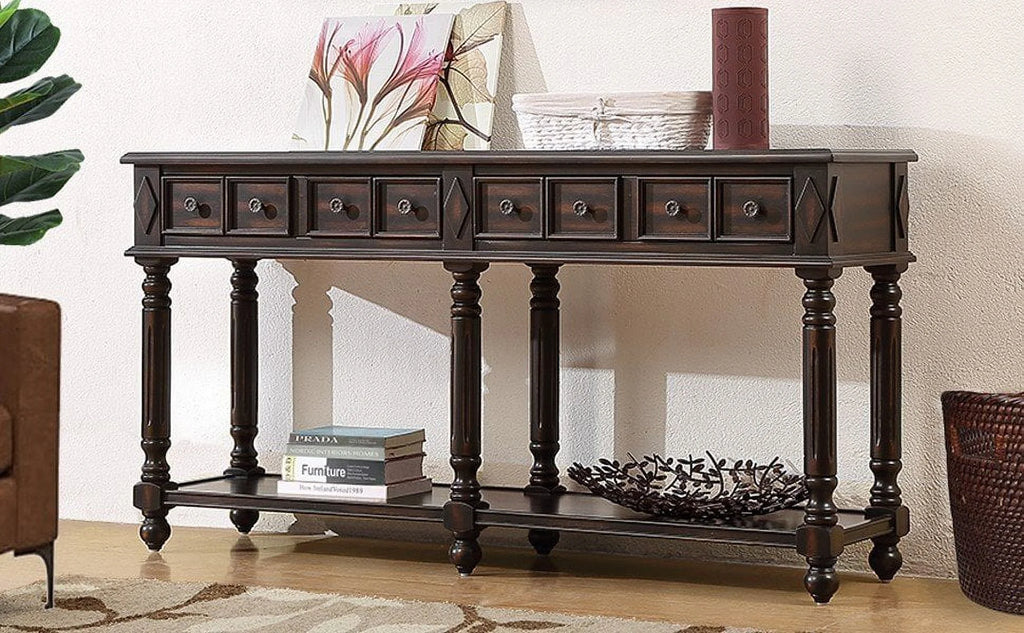 Console Table with 2 Drawers and Bottom Shelf O9074