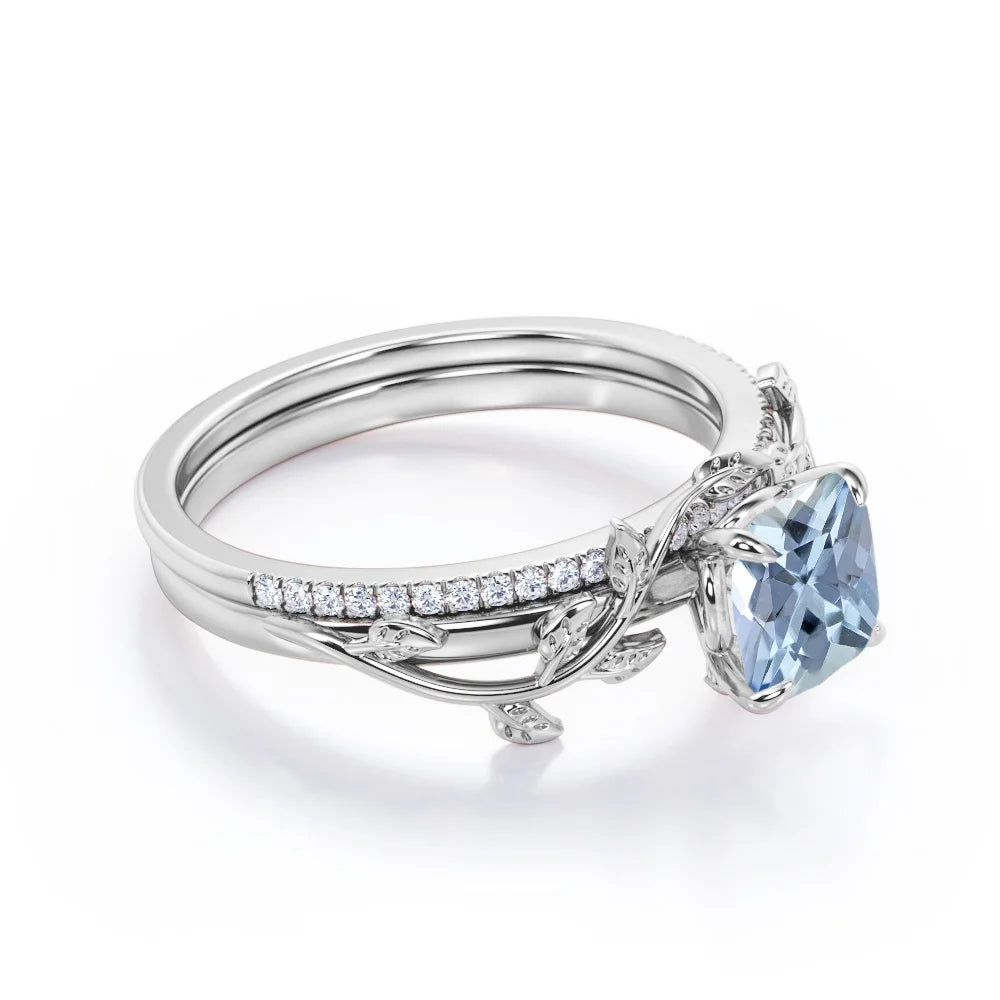 18K White Gold Plating over Silver Bridal Ring Set P102
