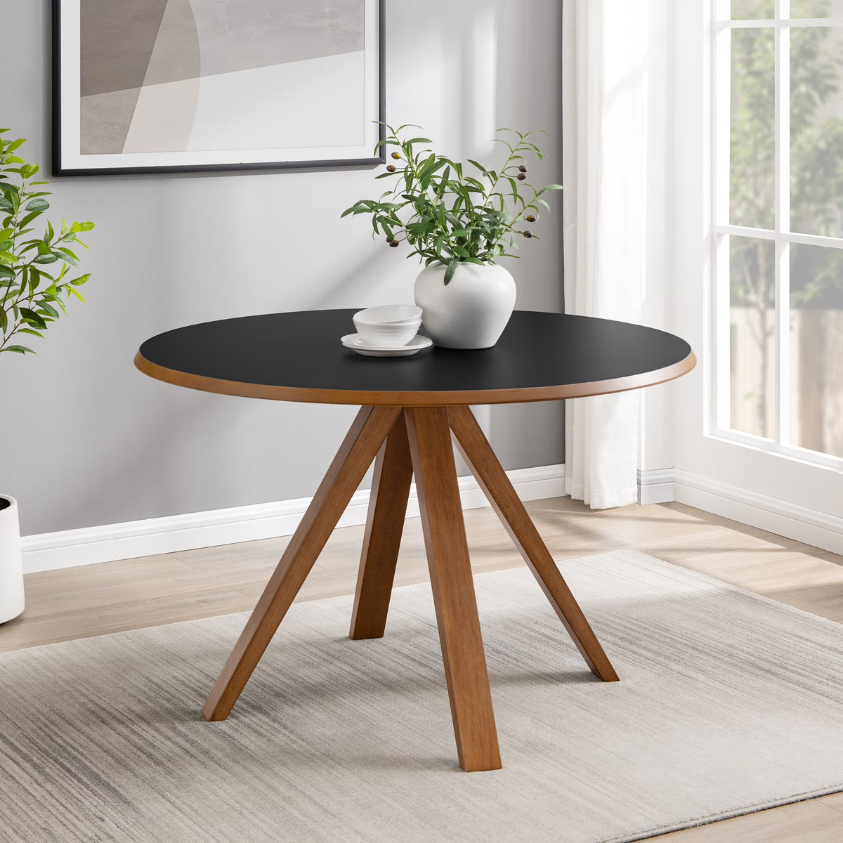 Black/English Oak Round Dining Table R25965
