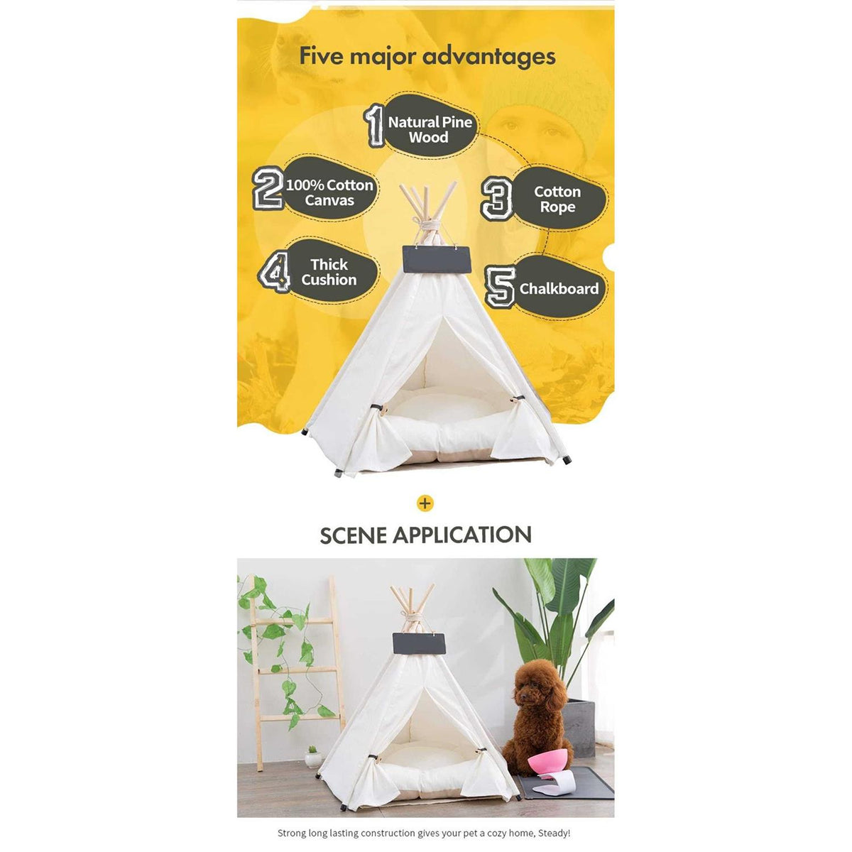 Portable Pet Teepee with Thick Cushion P6994