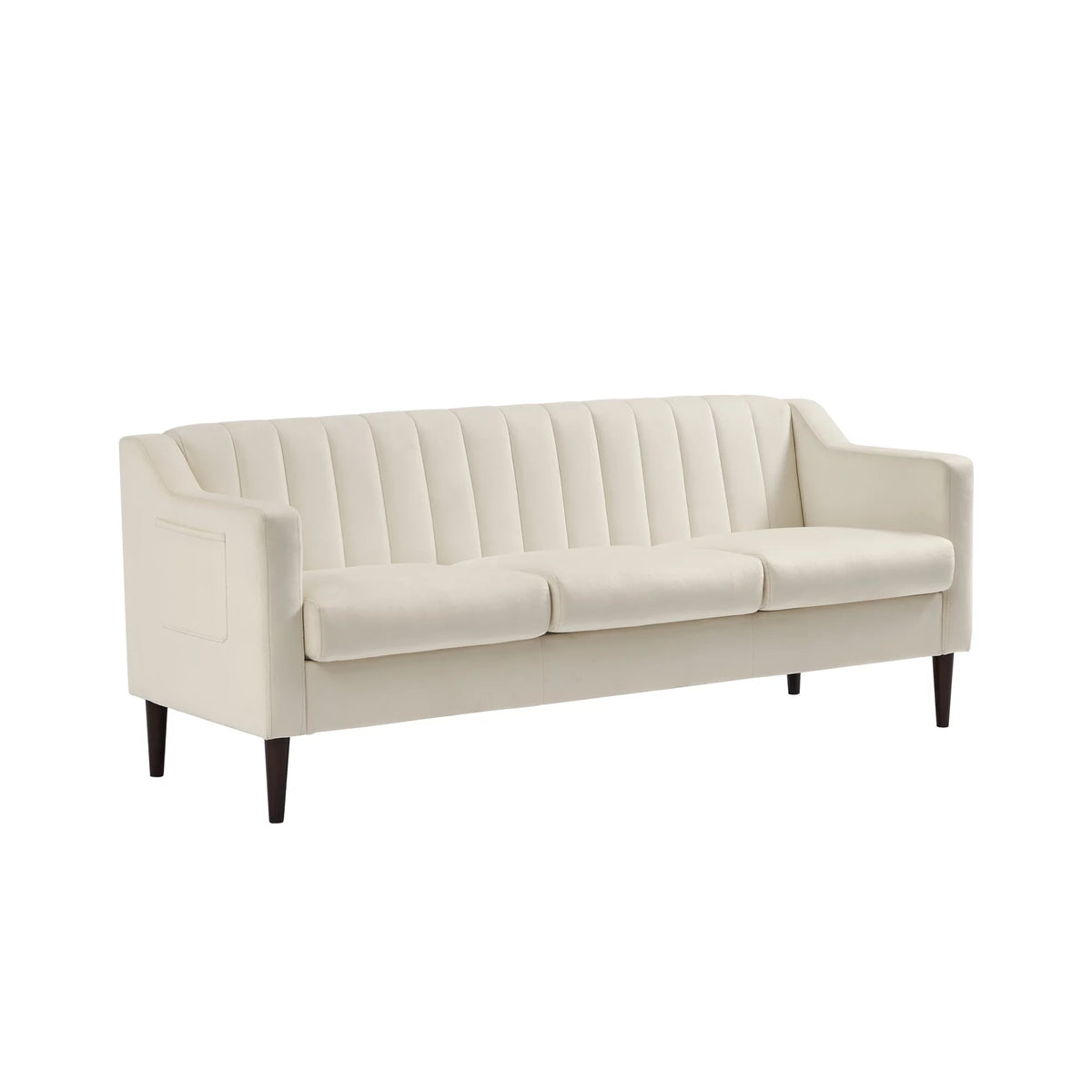 3 Seats Velvet Upholstered Sofa with Wooden Frame and Wood Legs P153