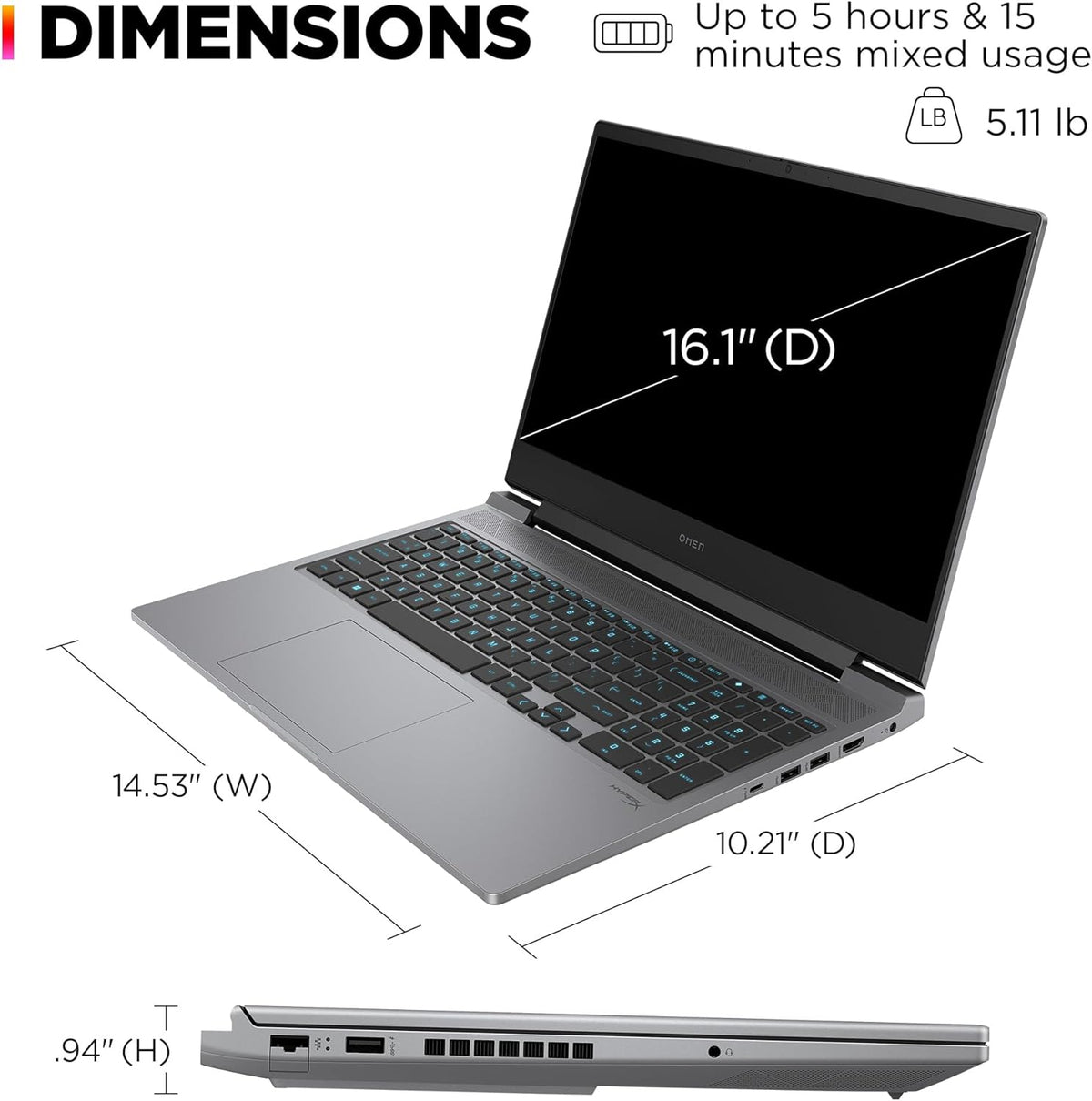 16 inch Laptop, FHD 144Hz Display, Intel Core i7-14700HX, 16 GB RAM, 512 GB SSD, NVIDIA GeForce RTX 4060 GPU, Windows 11 Home L6867
