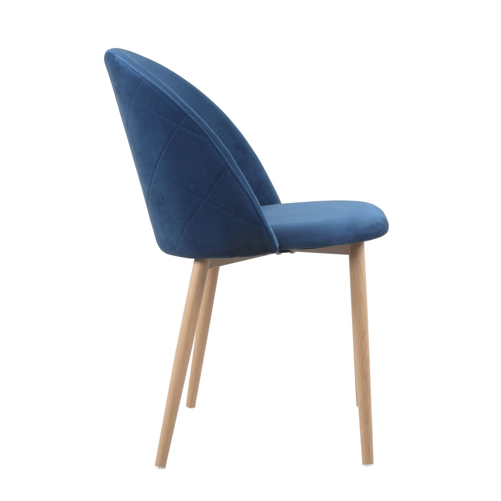 Blue Velvet and Metal Dining Chairs Set of 2 R238