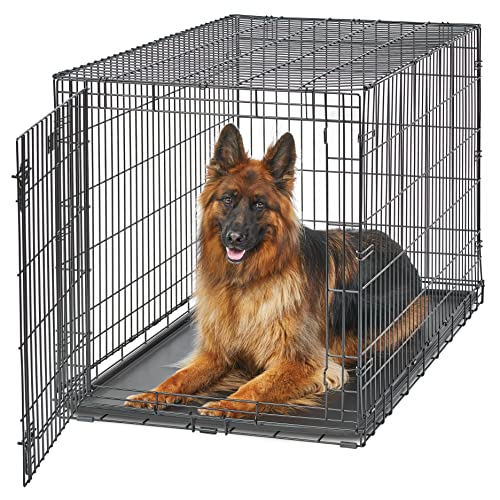 XL Folding Metal Dog Crate with Divider Panel, 48L x 30W x 33H Inches S3592