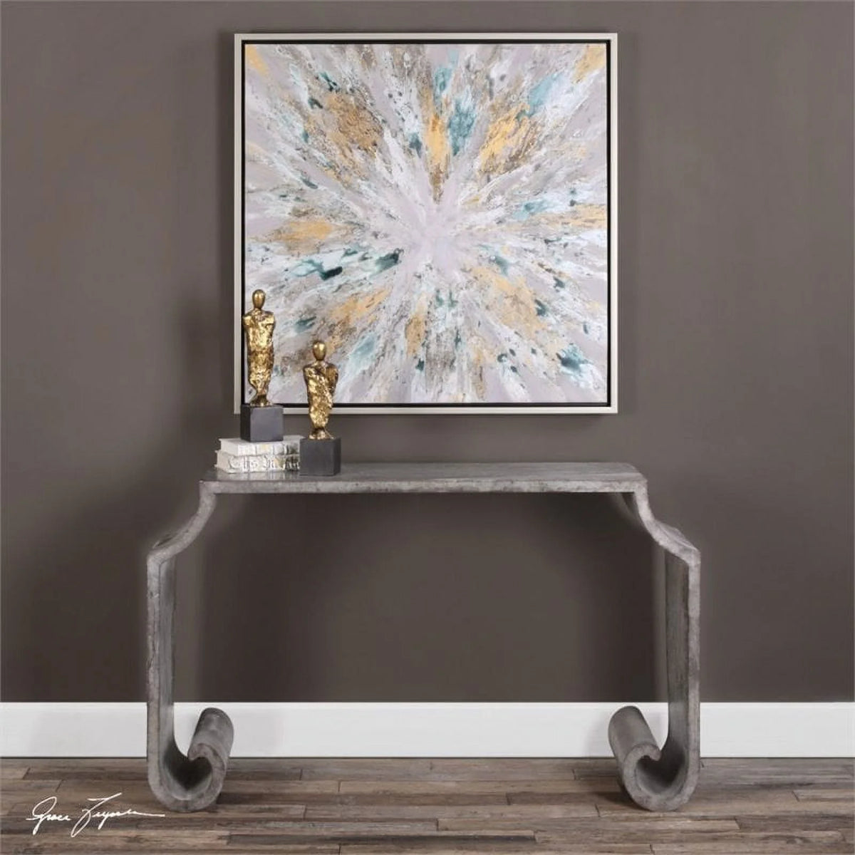 Contemporary Console Table in Stone Gray T471