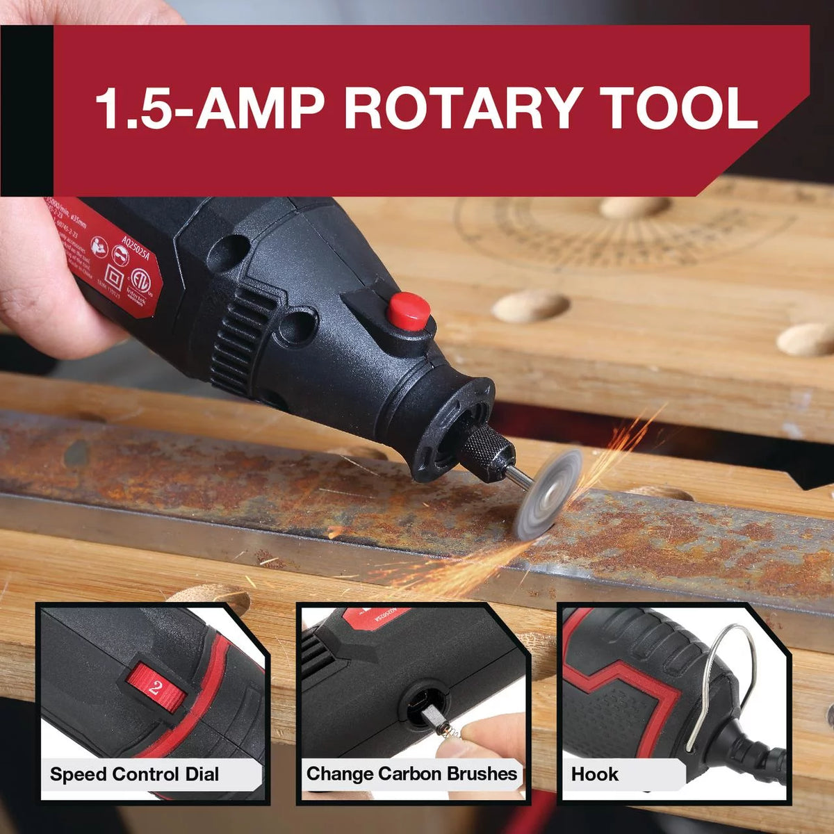 1.5 Amp Corded Rotary Tool with 105 Accessories & Storage Case E71319