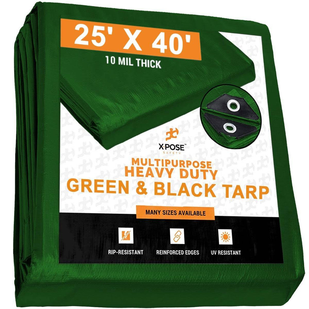 Heavy Duty Green/Black Poly Tarps 25' x 40' C356302