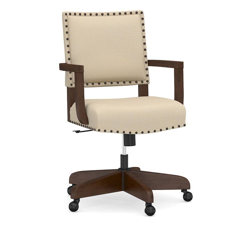 Espresso Base Upholstered Swivel Desk Chair V39356