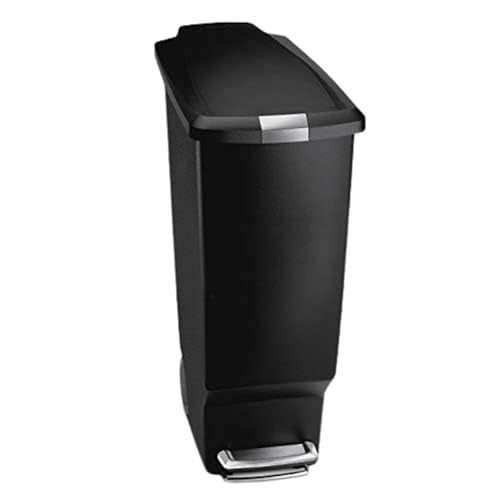 40 Liter Slim Kitchen Step Trash Can with Slide Lock, Grey Plastic N6789