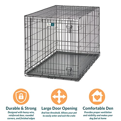 XL Folding Metal Dog Crate with Divider Panel, 48L x 30W x 33H Inches S3592