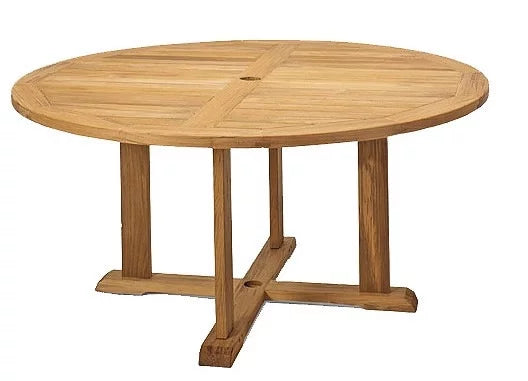 5 Pc Teak Dining Set with Round Table and 4 Arm Chairs I325