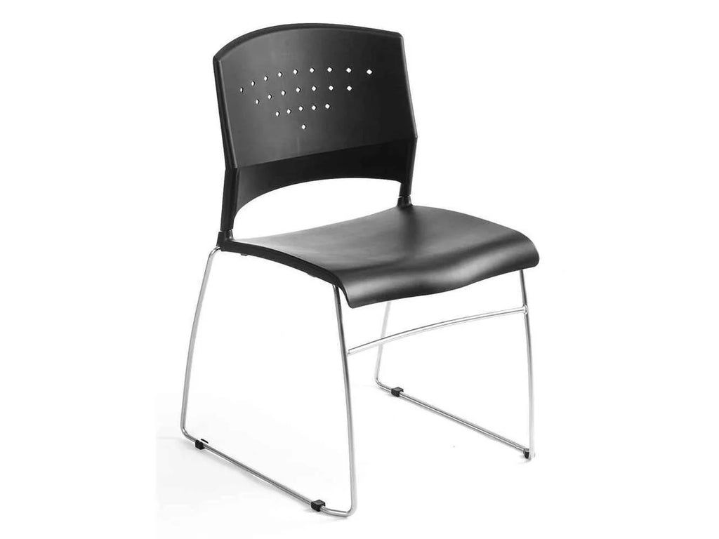 Black Stack Chair with Chrome Frame 5 Pcs Pack Y90472