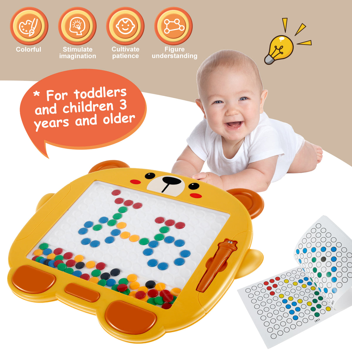 Colorful Magnetic Drawing Board with Magnetic Pen and Cards P1792