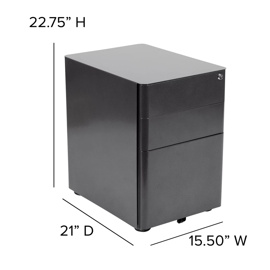 Black 3 Drawer Mobile Filing Cabinet D923