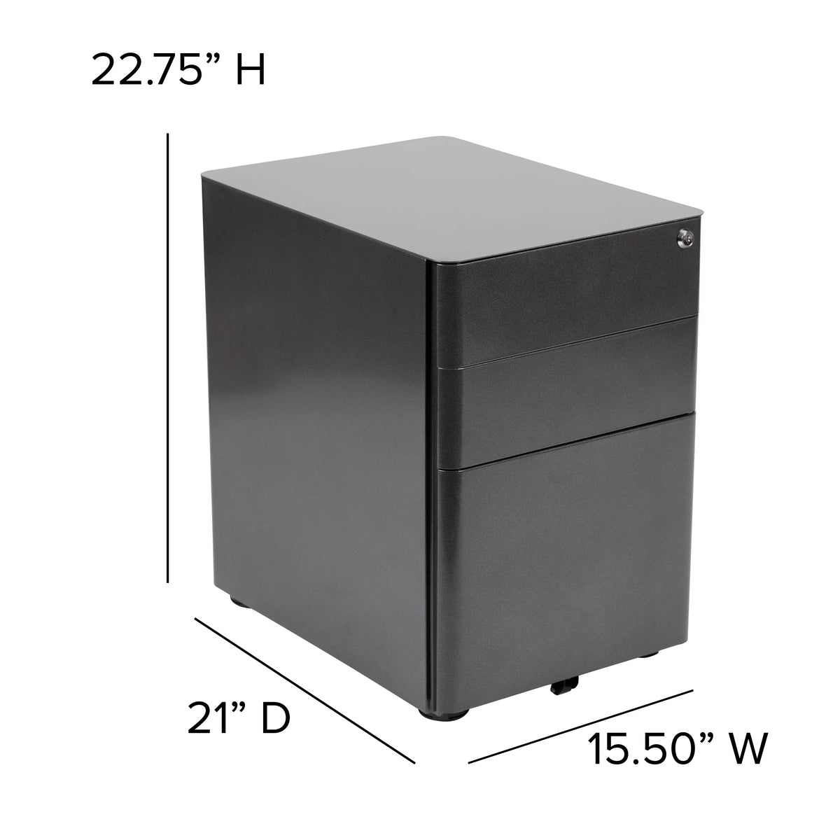 Black 3 Drawer Mobile Filing Cabinet D923