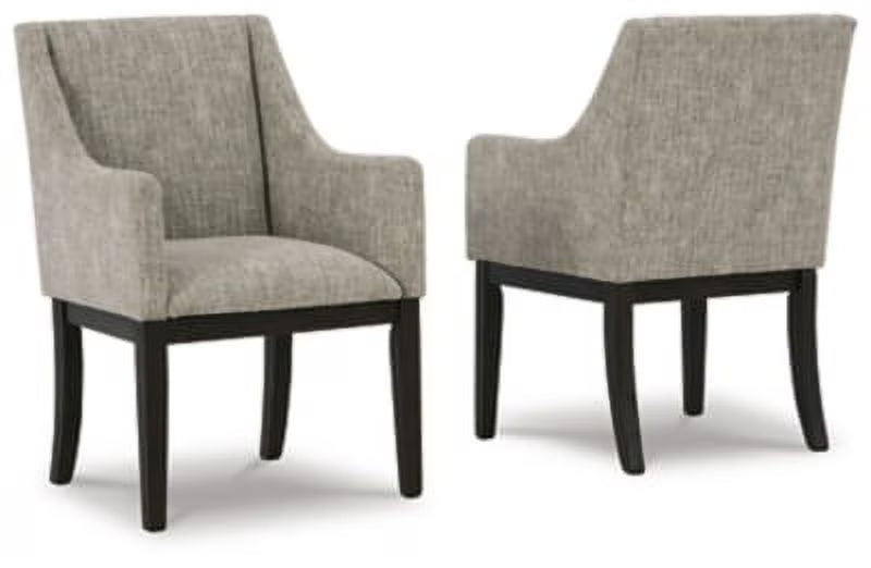 Gray & Dark Brown Upholstered Arm Chair, Set of 2 Y4304
