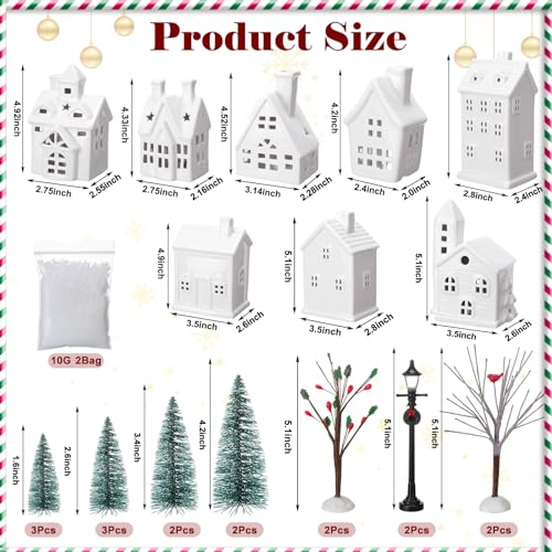 26 Pcs Ceramic Christmas Village Houses Figurine W812
