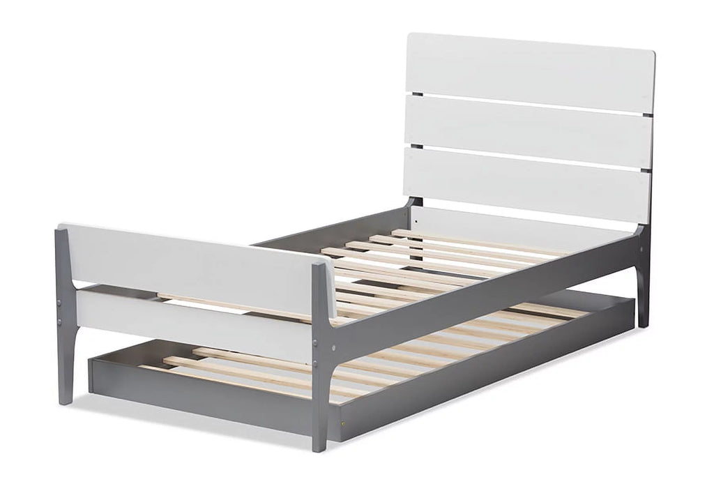 Grey-Finished Wood Twin Platform Bed Y136869