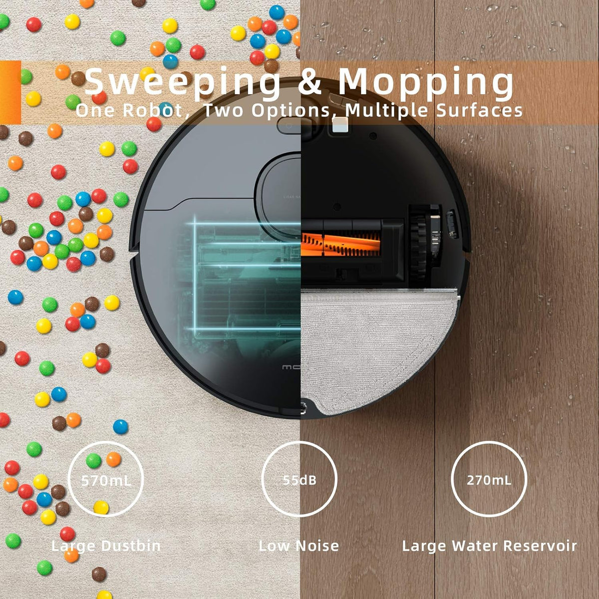 Robot Vacuum and Mop with 4000Pa Suction I367679
