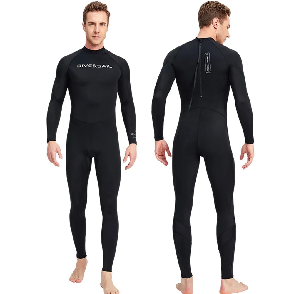 Men One Piece Swimsuit with Back Zipper Quick Dry Long Sleeve Surf Suit L21818