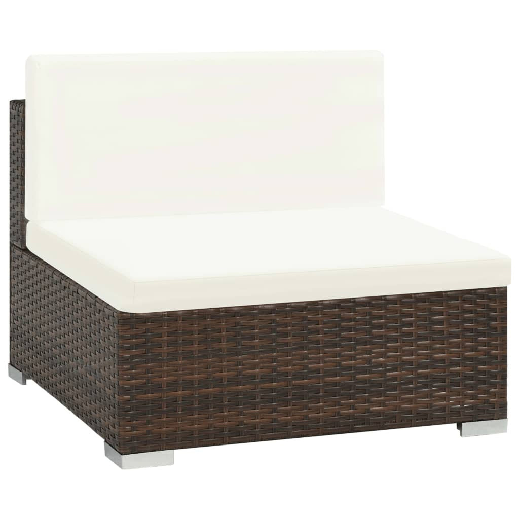 6 Piece Brown Poly Rattan Outdoor Sectional Sofa Set with Coffee Table N56980