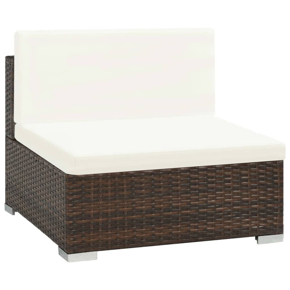 6 Piece Brown Poly Rattan Outdoor Sectional Sofa Set with Coffee Table N56980