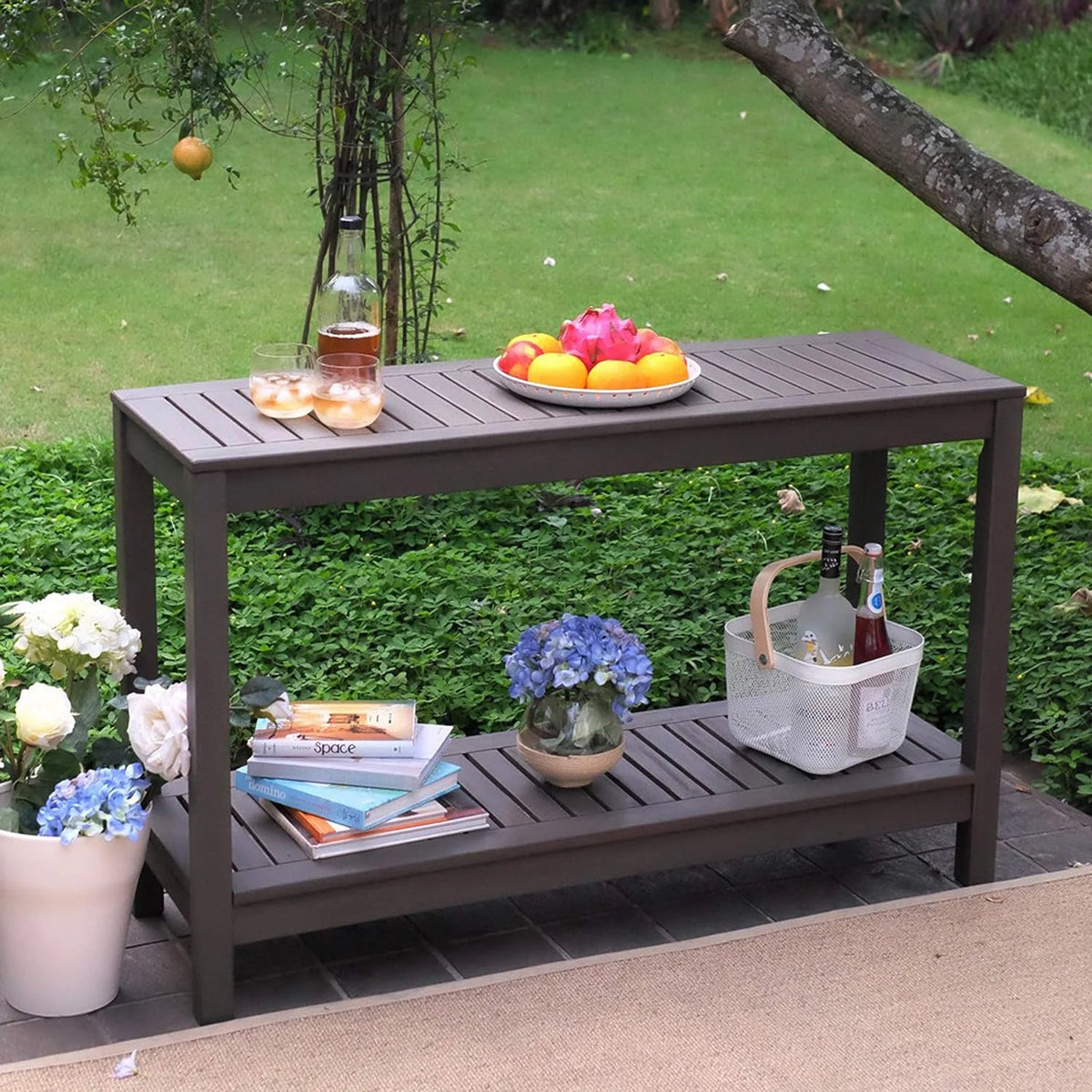 Grey Rectangle Outdoor Console Table V896