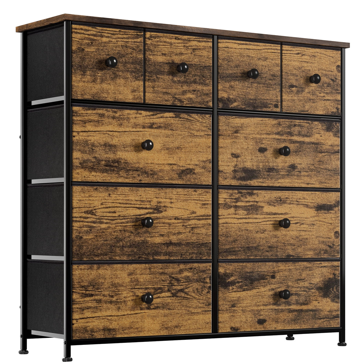 10 Drawer Fabric Dresser with Wood Top Y966994