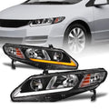 Compatible With 2006-2011 Honda Civic 4 Door Sedan Black LED Headlights P20470