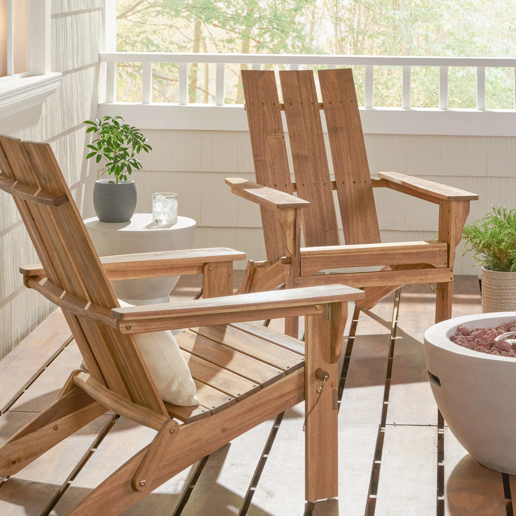 Outdoor Acacia Wood Foldable Adirondack Chairs Set of 2 H47730