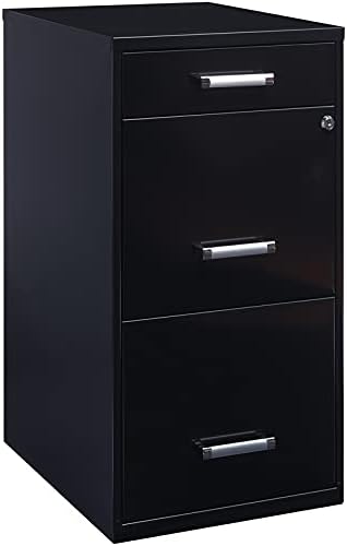 Black 18in. Deep 3 Drawer Metal File Cabinet S320