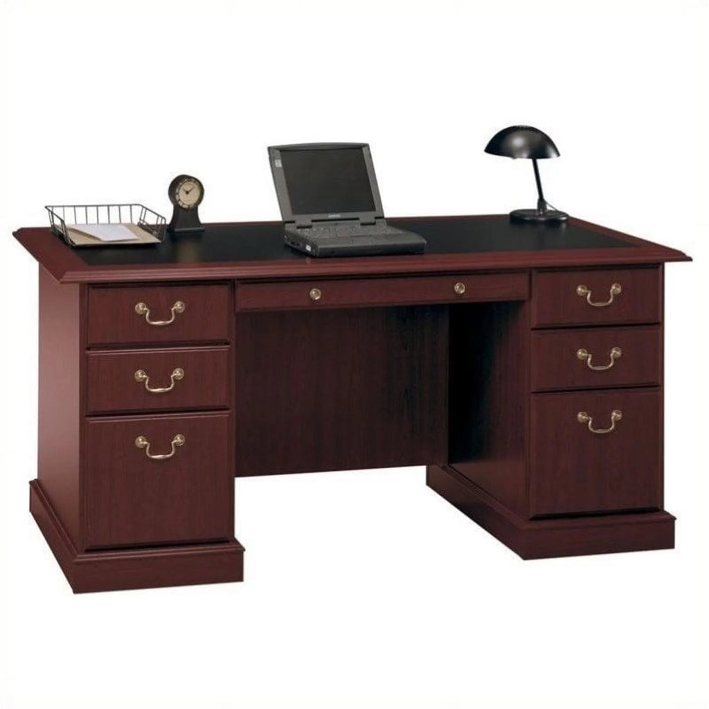Cherry Wood Executive Desk with 3 File Drawers N6161