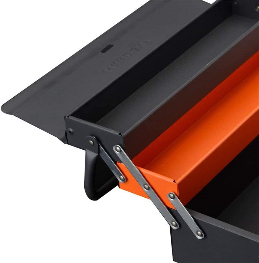 Portable Metal Tool Box with 3 Level Fold Out Organizer Storage Q84827
