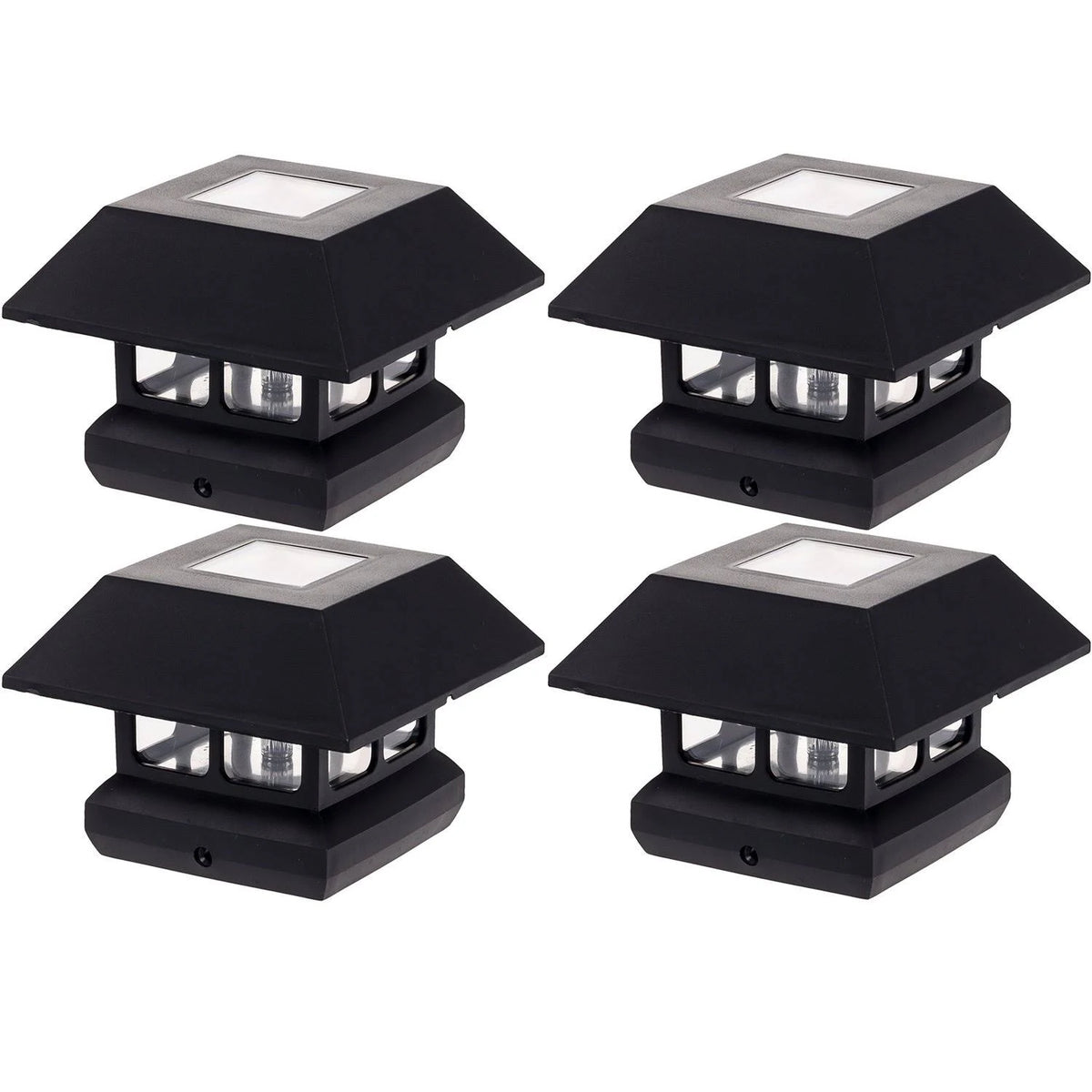 4 Pack Black Solar Powered LED Post Cap Light N72277