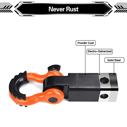 2" Heavy Duty Shackle Hitch Receiver with 5/8" Screw Pin and 3/4" D Ring Shackles B673