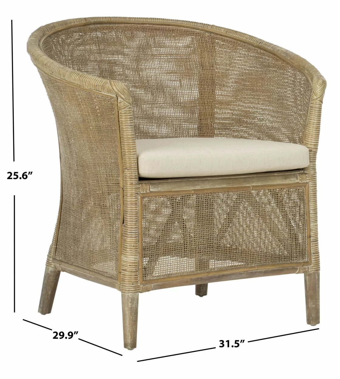 Grey White Wash Rattan Arm Chair S753234