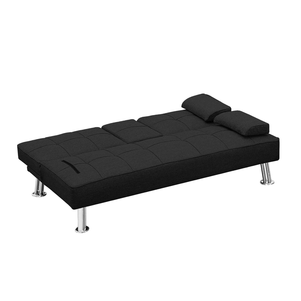Convertible Folding Futon Sofa Bed with 2 Cup Holders Black K297591