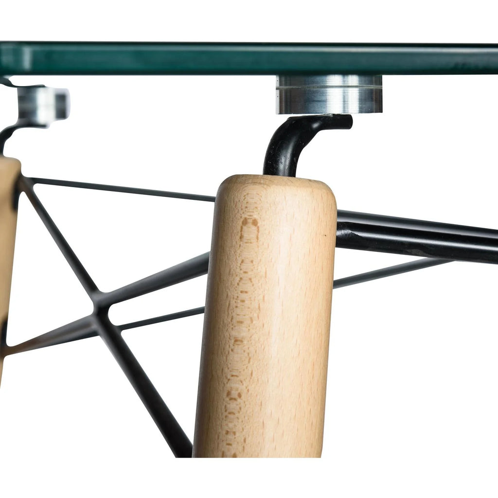 4Ft Rectangle Glass Top Dining Table with Wood Base G81418